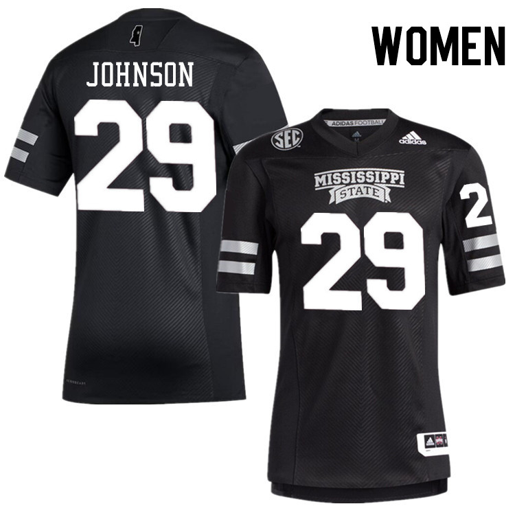 Women #29 Jatavious Johnson Mississippi State Bulldogs College Football Jerseys Stitched-Black